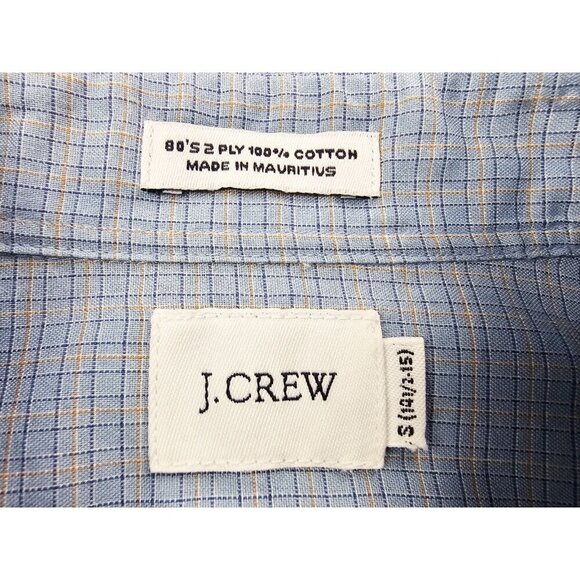 J. Crew Size Small 14.5-15 Mens Blue Orange White Check Long Sleeve Cotton Shirt - Picture 4 of 9